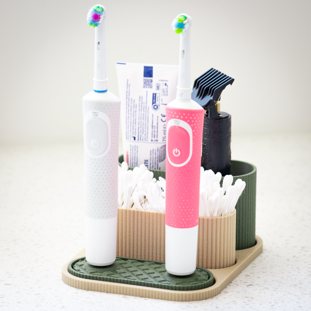 Modern Ribbed Toothbrush Holder & Bathroom Organizer