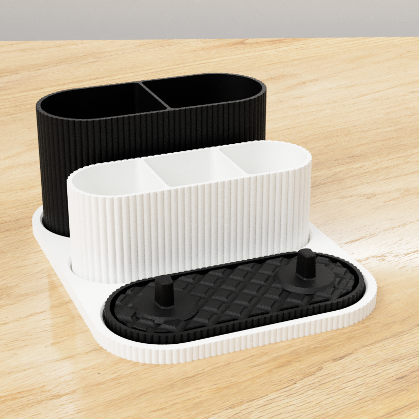 Modern Ribbed Toothbrush Holder & Bathroom Organizer