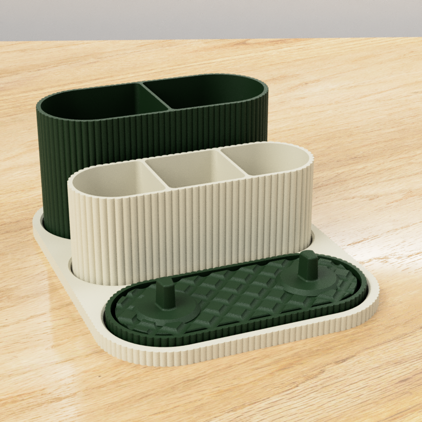 Modern Ribbed Toothbrush Holder & Bathroom Organizer